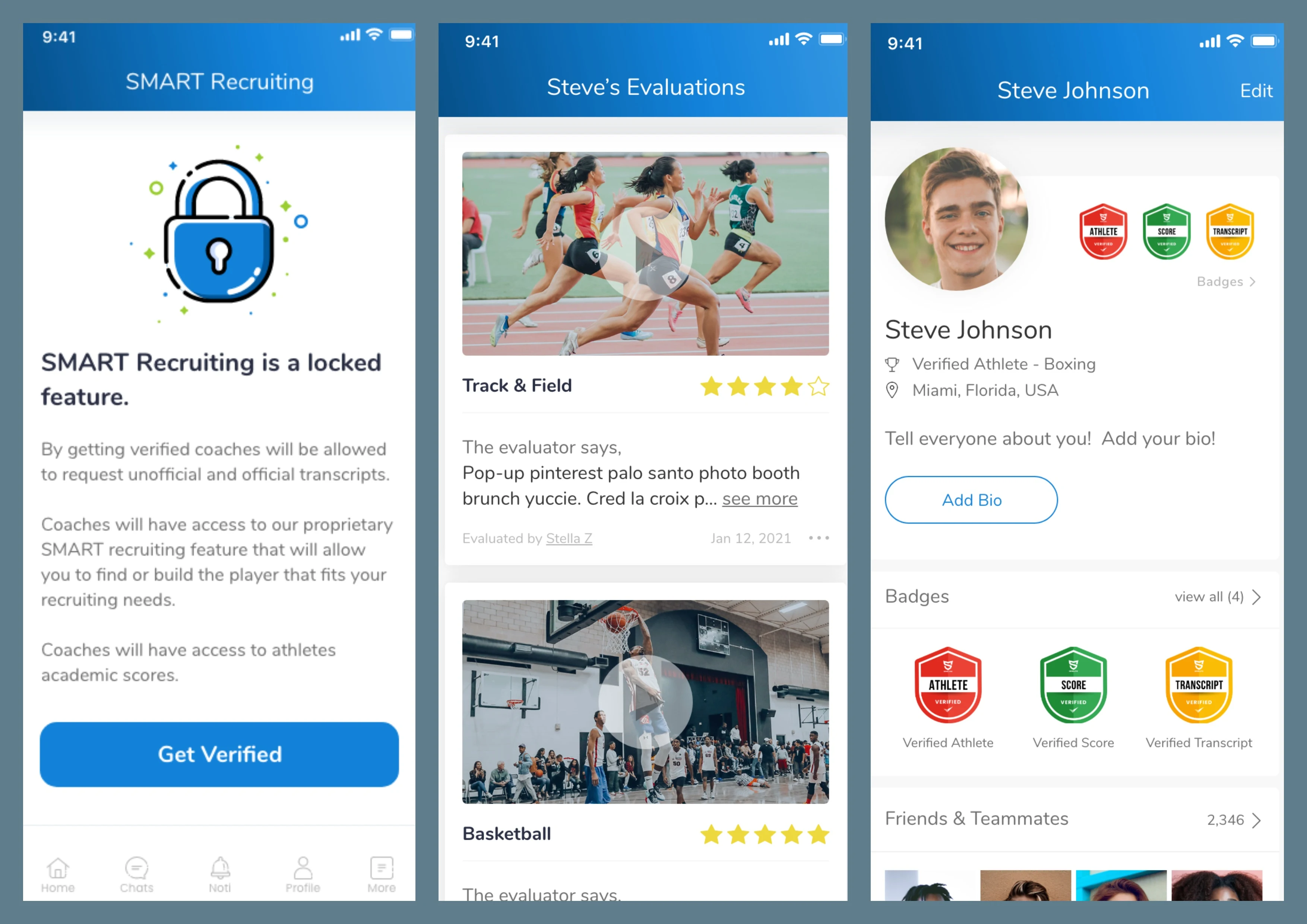 SchollyME — React Native mobile app connecting high school athletes with college coaches